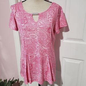 Notations pink  blouse with silver accent NEW